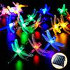 LED Solar Lamp Simulation Dragonfly Outdoor Fairy Light String Wedding Holiday Party Solar Garland for Camping Garden Decoration