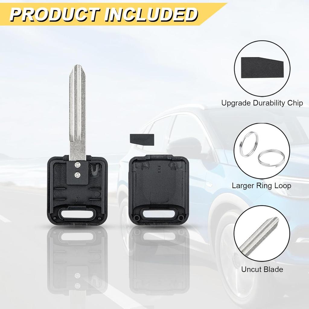 46 Chip Transponder Ignition Car Key Replacement For Nissan Altima Titan Frontier Quest Maxima Rogue Infiniti FX35 FX45, New Uncut, 2Pcs, Locksmith