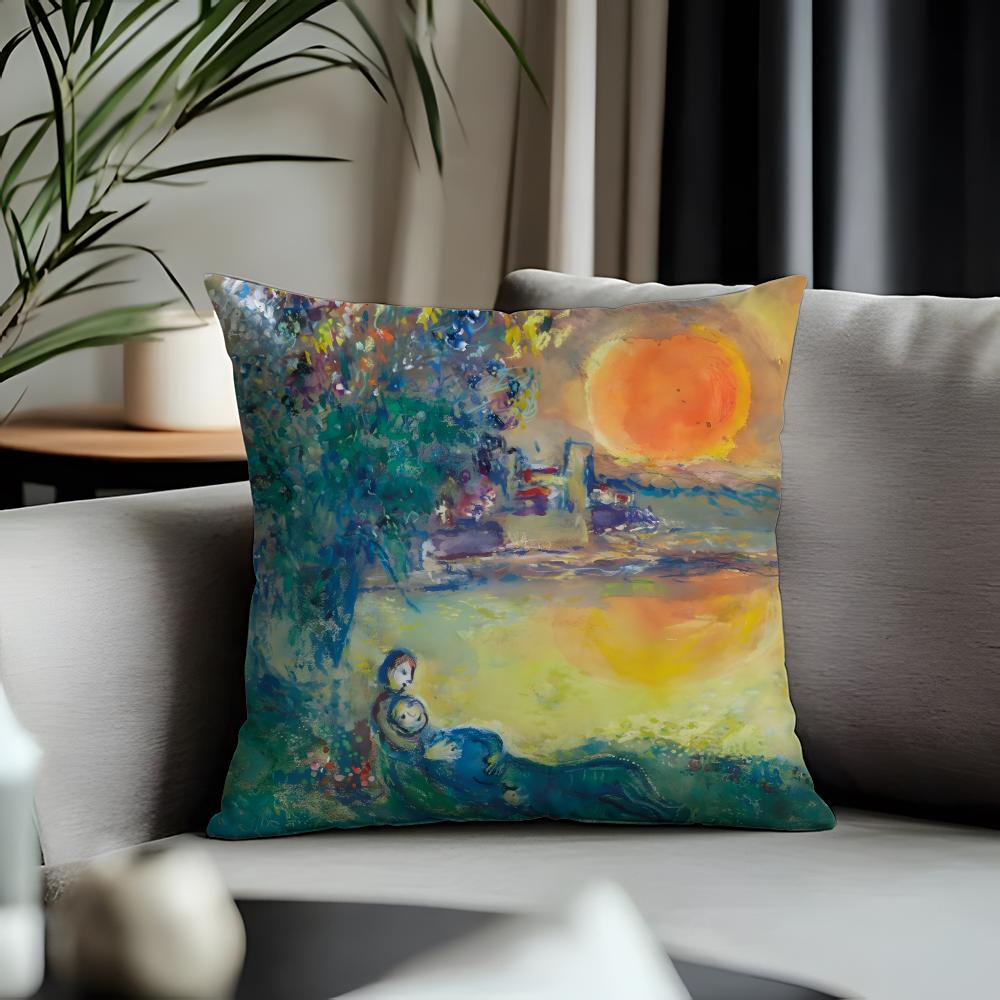 Trending MMmarc Chagallful Cushion Cover Antidustmite Pillowcase Invisible Zipper Silky Short Plush Sofa Cushion Cover