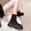 Короткие ботинки на толстой подошве женские новые осенне-зимние эластичные вязаные тонкие ботинки увеличивающие рост ботинки Мартина одинарная обувь ботинки-носки