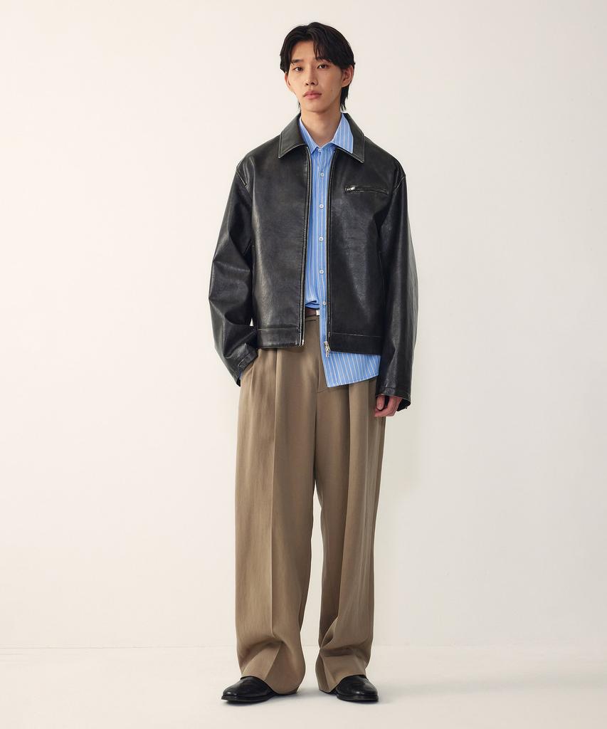 Studio Tomboy [Men] Vintage Synthetic Leather Jumper_Dark Brown 9156161112