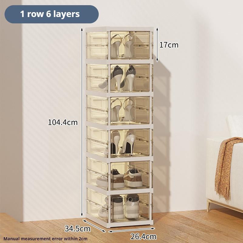 Штабелируемая пластиковая полка для обуви, складная, прозрачная, легко собираемая, ящик для хранения обуви, вместительный шкаф для обуви, экономит место