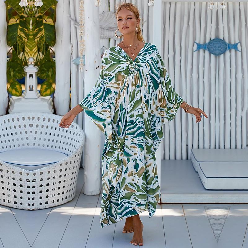 EDOLYNSA Красный купальник-бикини с принтом тай-дай, халат, повседневная летняя пляжная юбка с v-образным вырезом и боковым разрезом, женская пляжная одежда, накидка на купальник Q1297