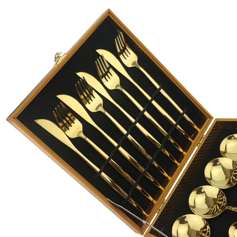 16pcs Luxury Dinnerware Gift Set Stainless Steel Fork Knife Spoon Cutlery Set Wedding Gift Flatware Set With Gift Box