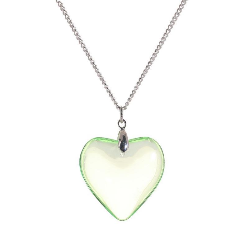 Red Heart Glass Pendant Necklace with Stainless Steel Chain