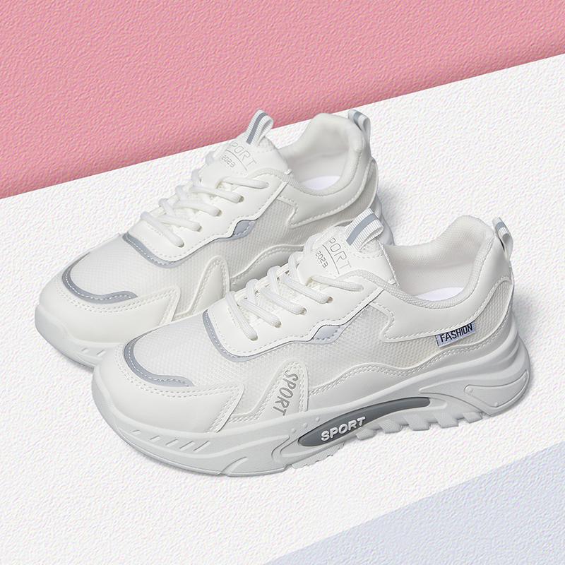 Женские модные повседневные кроссовки на шнуровке, легкие кроссовки с мягкой подошвой для женщин, толстая подошва, сетчатая дышащая спортивная обувь