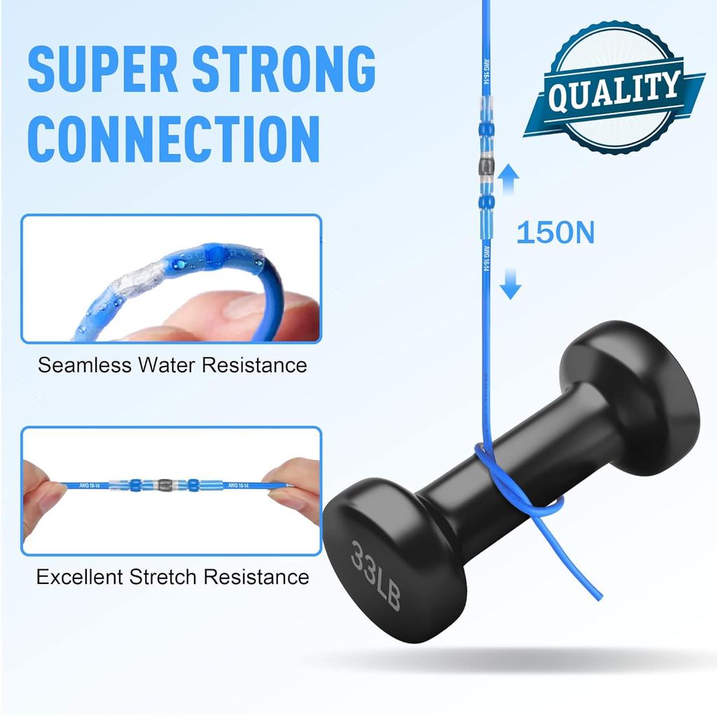 100 шт. разъемы для проводов с пайкой AWG 16-14, синие разъемы с пайкой, термоусадочные, стыковые разъемы, клеммы, паяные муфты, водонепроницаемые