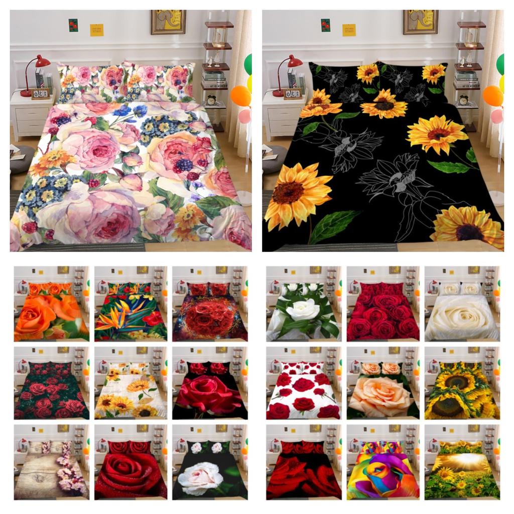 Комплект постельного белья с цветочным принтом, двойной размер, полиэстеровые покрывала, модное высококлассное домашнее постельное белье
