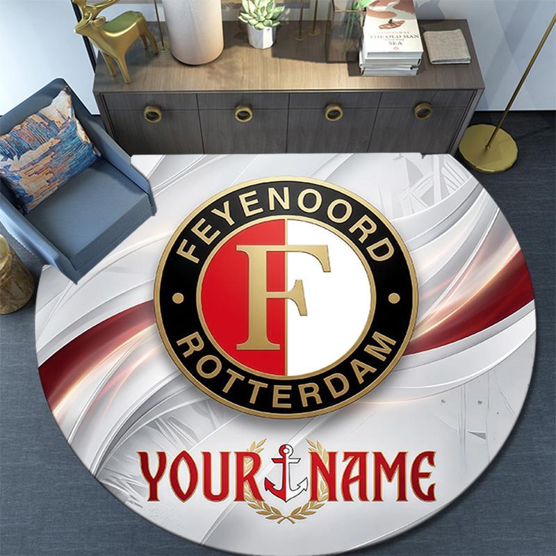 Custom Name Feyenoord2 Round Area Rug,Carpet Rug for Living Room Bedroom Sofa Playroom Decor,Non-slip Floor Mat