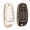 7 Buttons Car Key Fob Cover PU Full Coverage Protective Portable Car Key Cover Protector for Sonata