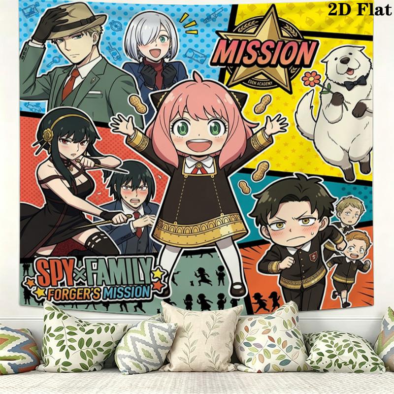 Spy Family Wall Tapestry Aesthetic Wall Hanging Printed Fabric Blanket Decorative Tapestries For Bedroom Living Room Home Decor