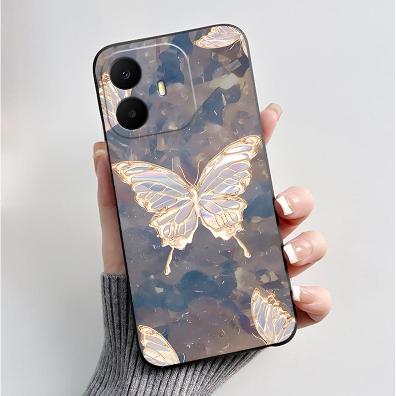 For TCL K70 4G 5G Case Luxury Fashion Butterfly Flower Black Soft Silicone Bumper Cover for TCL K70 Power T522A T522E Phone Case