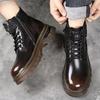 British Style New Men's Outdoor Casual Thick Soled High Top Shoes Fashionable Lace Up Men's Autumn and Winter Retro Work Boots