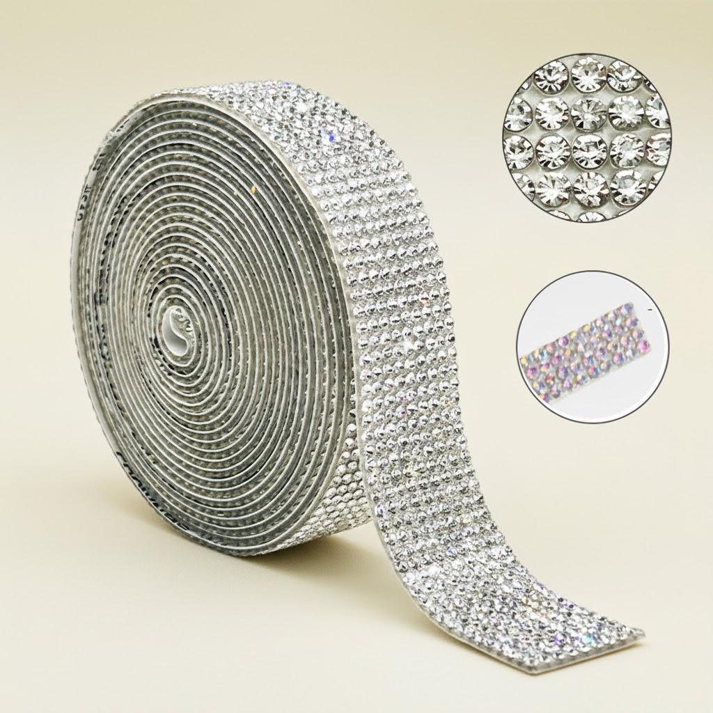 1 Roll Shining Rhinestone Sticker Self Adhesive Diamond Sticker DIY Decorative Stickers 4 8 10 14 Rows for Crafts Scrapbooking