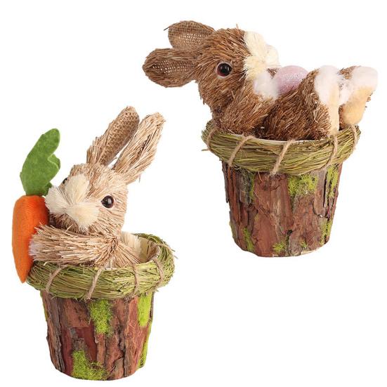 Статуэтка Пасхального кролика, праздничное украшение для рабочего стола, художественные поделки с изображением животных, соломенный кролик, кукла с морковкой, вечерние, сад, домашний декор