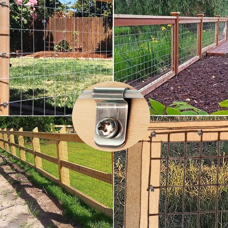 100 шт. зажимов и винтов для проволоки для забора, зажимы для крепления сельскохозяйственных ограждений, зажим для крепления сварной проволоки калибра 12-16 к дереву