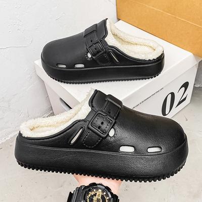 Зимние тапочки Теплый мех Мужские домашние тапочки Садовые клоги Пара Повседневная обувь Роскошные сандалии Комфорт Домашние мягкие тапочки