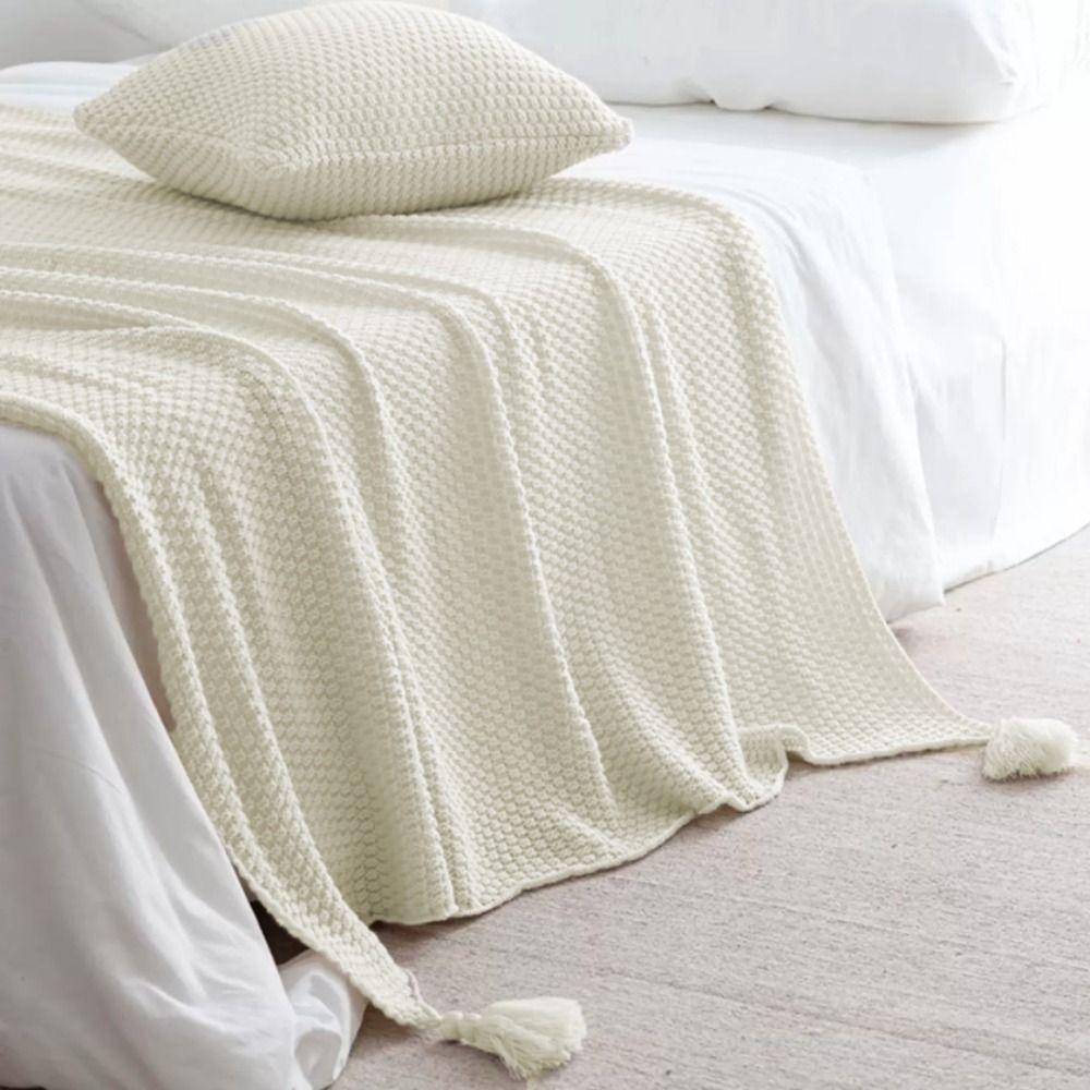 Handmade Nap Blanket with Tassel Throw Blanket Fashion Sofa Blanket  Bed