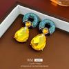 Винтажные серьги «Серебряная игла» с бриллиантовым кругом и каплей воды – Ретро стиль