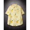 Hawaiian Men's Short Sleeved Shirt Oversized Loose Shirt Lemon Color Fashionable Retro Style Beach Summer Streetwear