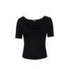VEROMODA Detachable Pearl Shoulder Chain Cowl Neck Slim Top