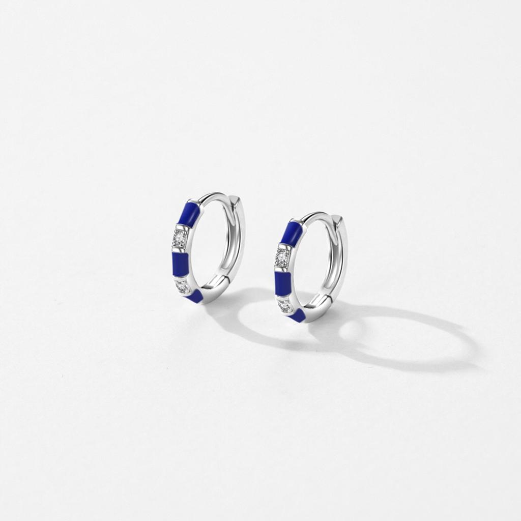 Dazzling Tiny Ear Buckles for Women Fine Jewelry Summer Design 925 Sterling Silver Small Trendy Colorful Enamel Hoop Earrings