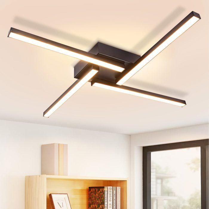 Plafonnier LED - NETTLIFE - 56,5 cm - Noir - 24W - 3000K (blanc chaud)