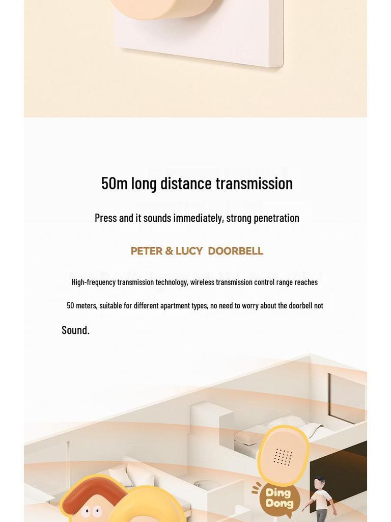 Nordic Cute Wireless Doorbell for Bedroom and Main Door - Lucy & Pete Design