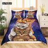 Пододеяльник Galaxy Cats для женщин и детей, комплект постельного белья с 3D-кошками, милый комплект постельного белья с изображением животных, чехол для пододеяльника Galaxy Microfiber Quilt Cover