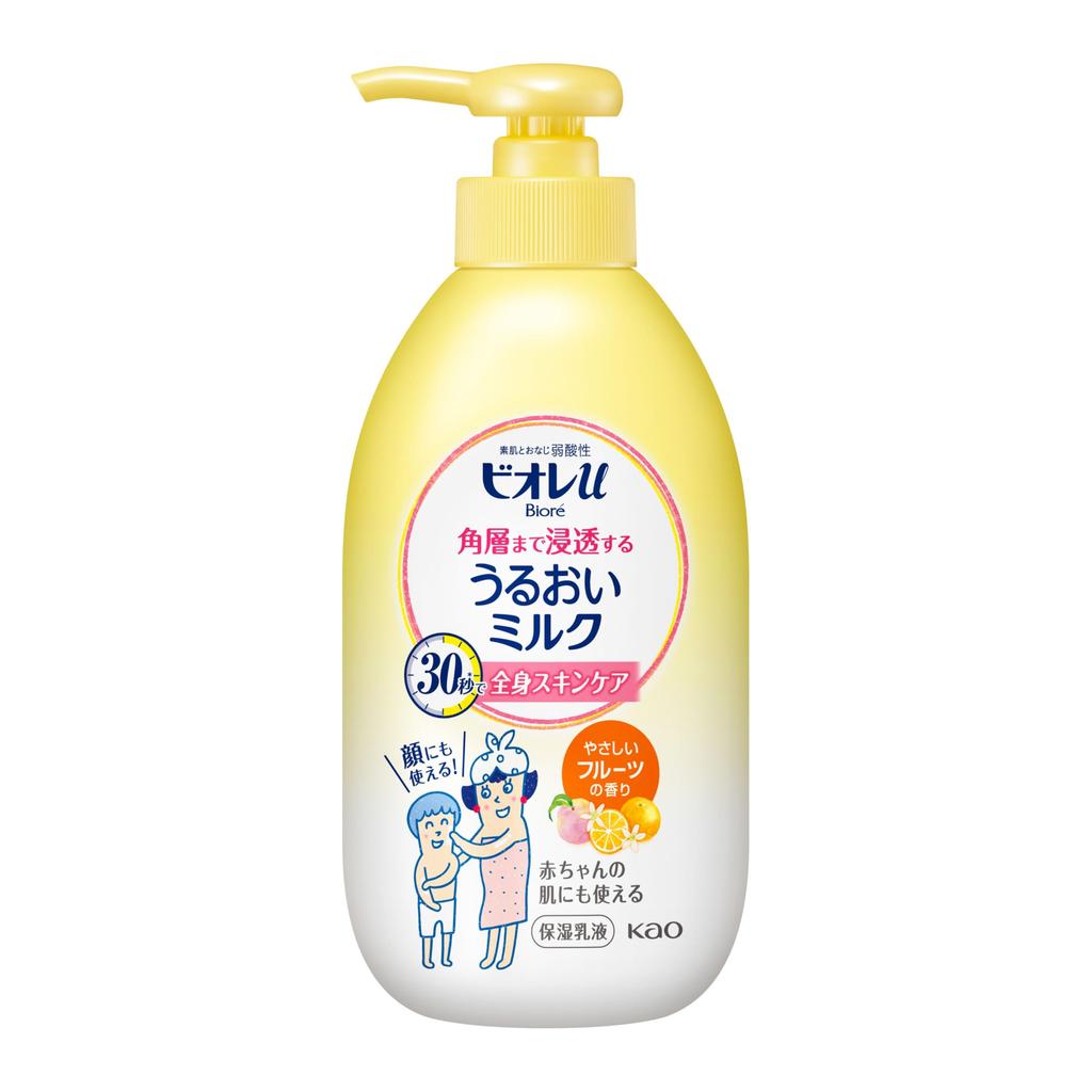 Biore U Deep Moisturizing Milk with Fruit Essence 300ml - Hydrates Skin Layers