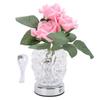 Rose Table Lamp Exquisite Elegant Cordless LED Artificial Flowers Touch Lamp with Clear Crystal Vase