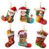 Christmas Socks Santa Claus Red Hanging Ornament Acrylic Decorative Keychain Pendant Xmas Stockings Wall Decoration