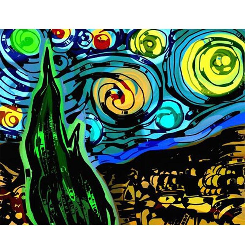 DIY 5D Алмазная вышивка Ван Гог Звездная ночь вышивка крестиком пейзаж алмазная живопись полная круглая дрель домашний декор подарок