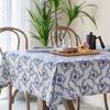 Cotton Linen Nordic Blue Vine Flower Tablecloth Round Rectangular Cover Towel Retro Pastoral Table Cloth Photo Background Wall