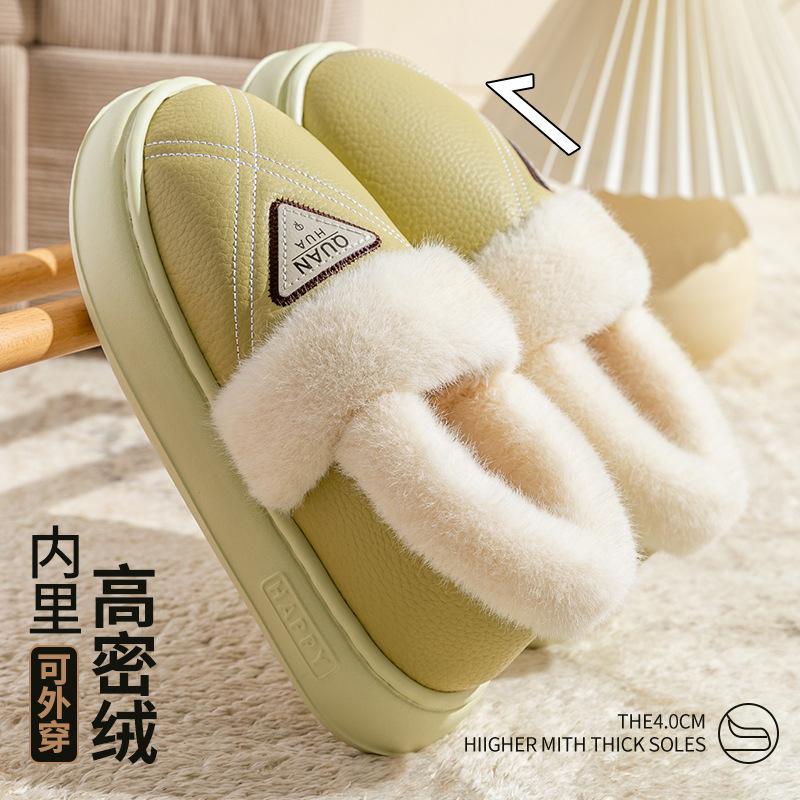 Водонепроницаемые хлопковые тапочки мужские зимние с задником новые толстоподошвенные теплые и начесанные утолщенные дезодорирующие хлопковые туфли мужские