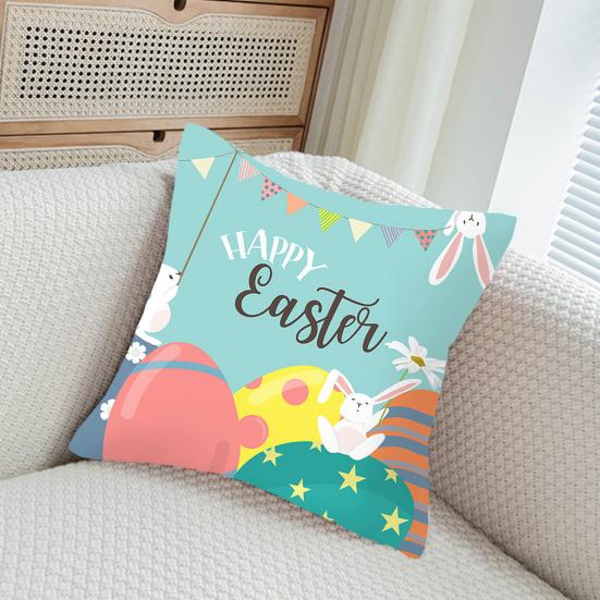 Наволочка с кроликами, разноцветные яйца, морковь, украшение для дома, полиэстер, кожа персика, пасхальная вечеринка, наволочка для дома