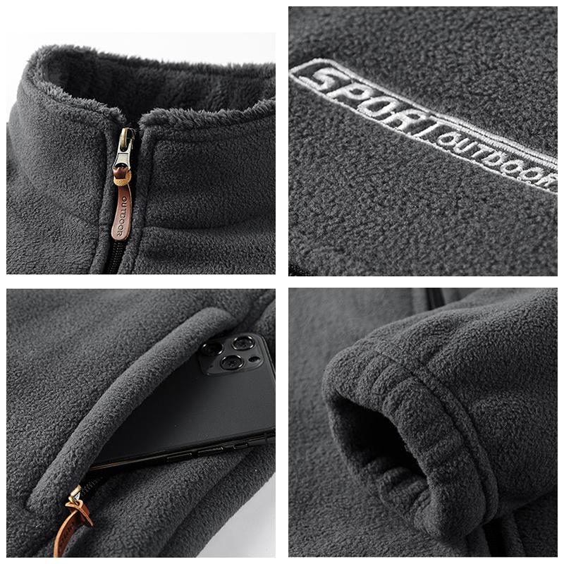 Осень-зима Толстая флисовая теплая куртка мужская модная ветровка с воротником-стойкой мужская классическая повседневная мягкая куртка мужская