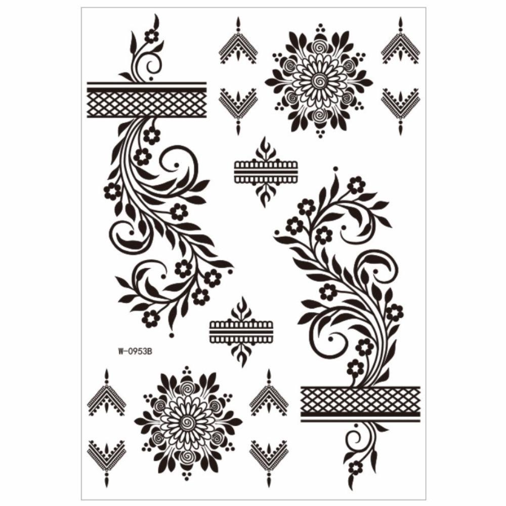 Legs Arm Temporary Tattoo Lace Fake Tattoo Black Henna Tattoo Decals Women/Lady