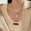 Head Necklace Double Necklace Female Trendy Simple Coin Pendant Clavicle Chain Jewelry