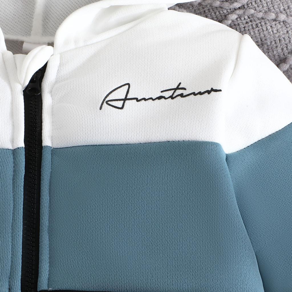 Boys Sports Suit Zipper Hooded Top + Printed Pants Casual 2 Pieces Set Kids Clothing Sweatshirt for Children