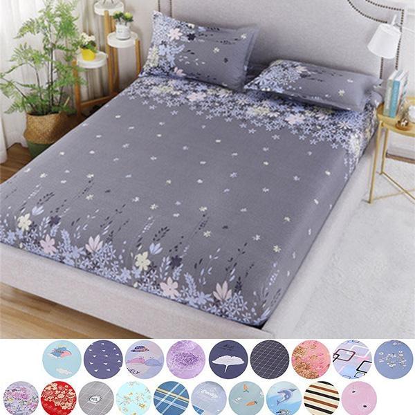 Fitted Sheet Mattress Cover with All-around Elastic Rubber Band Non Slip Dustproof Bed Sheet