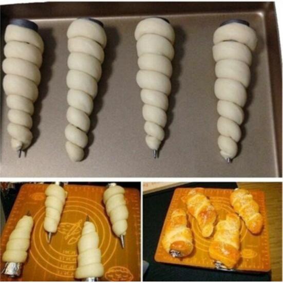 6 шт. Металлические конусообразные спиральные трубочки для круассанов и датской выпечки