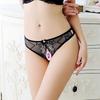 Кружевная вышивка, низкая посадка, открытая промежность, прозрачные стринги для женщин - Сексуальные и эротические Т-образные трусики