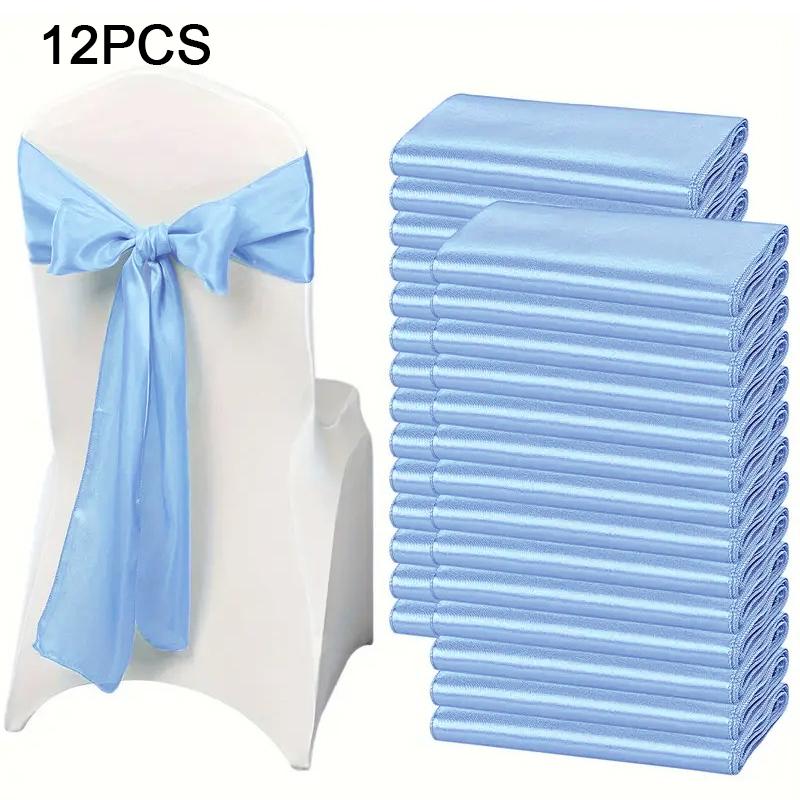 12 шт. пояса для стульев свадебный атласный рождественский однотонный чехол для стула с декоративным бантом на день благодарения вечеринка банкет несколько цветов
