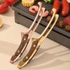 Food Tong Heat Insulated Anti-scalding Grill Meat Clip Easy To Clean Wooen Handle Stainless Steel Tea Clamp BBQ Tool