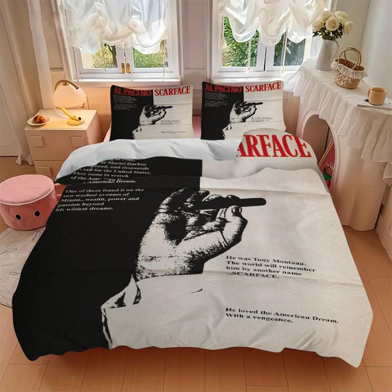 Scarface Poster Bedding 3 Piece Set Hd Print Duvet Cover Pillowcases For Teens Adult Bedroom Decoration Christmas Gift C9211109