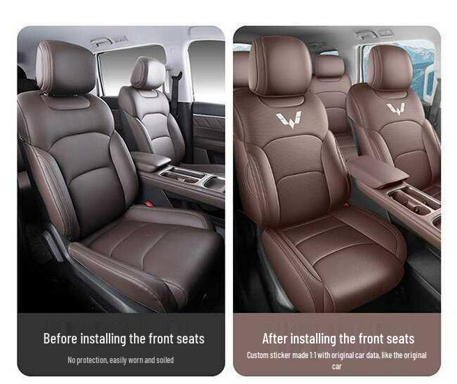 Кожаные чехлы на сиденья автомобиля Wuling Xingguang 560, Всесезонные, Универсальная посадка, Перфорированная и дышащая подушка с полным покрытием.