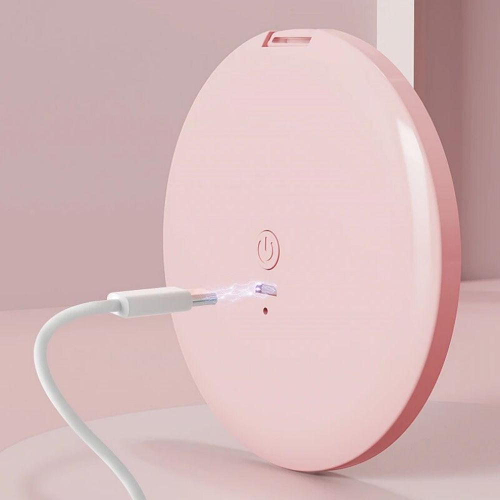 Мини светодиодное светящееся зеркало для макияжа, круглое портативное складное маленькое компактное зеркало USB, ручное увеличительное зеркало для макияжа