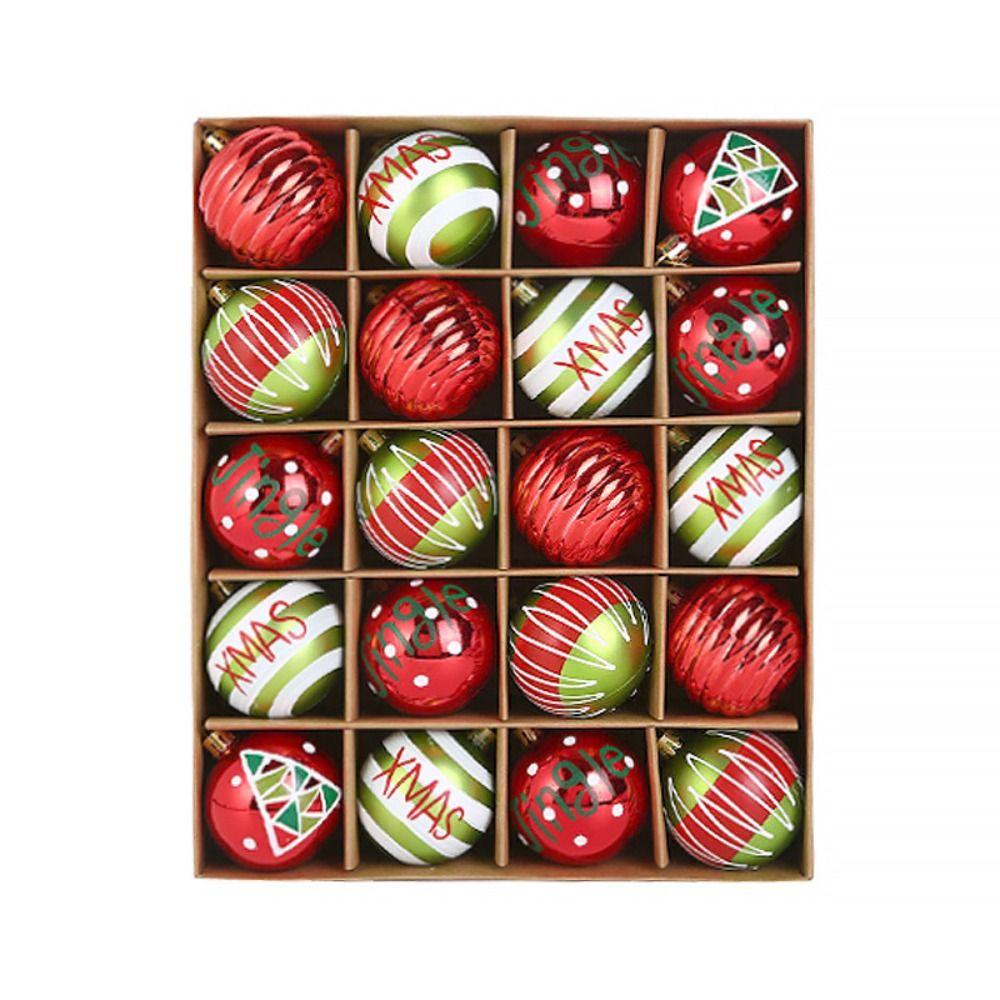 20pcs 6cm Painted Christmas Balls Set Plastic Christmas Tree Pendant Indoor Outdoor Decoration
