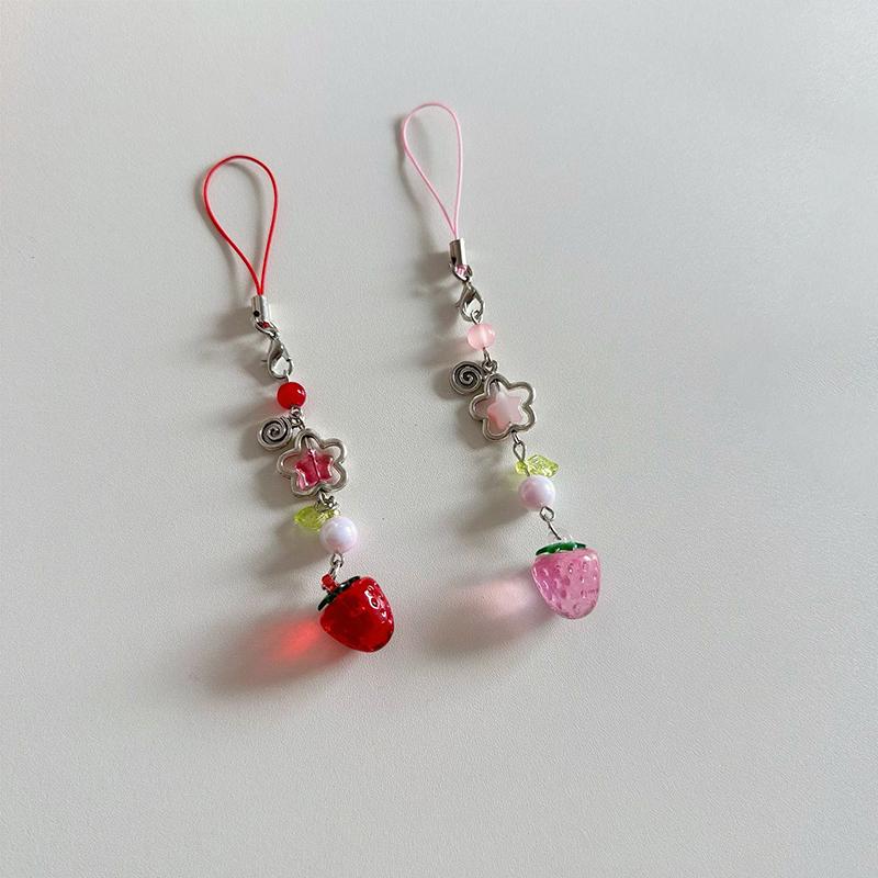 Милый шнурок для мобильного телефона с клубникой, милые фрукты, цепочка для телефона для девочек, эстетичный брелок для мобильного телефона Y2K